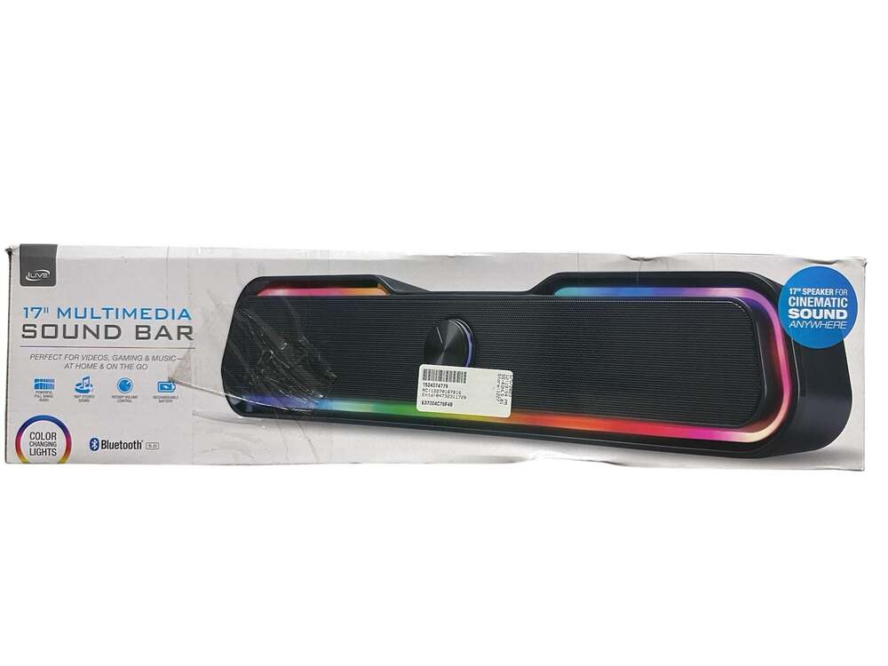 iLive 17" Multimedia Sound Bar with Bluetooth and Color Changing Lights (ISB172B